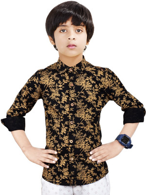 MADE IN THE SHADE Boys Printed Casual Black, Yellow Shirt