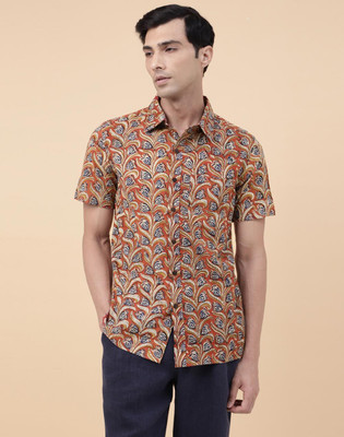 Fabindia Men Printed Casual Brown Shirt