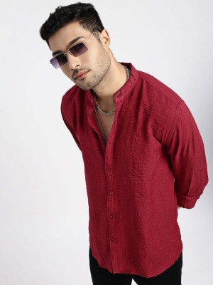 Showoff Men Self Design Casual Red Shirt