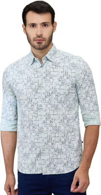 PARX Men Printed Casual Green Shirt