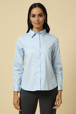 Allen Solly Women Solid Formal Light Blue Shirt