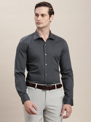 TURTLE Men Self Design Formal Grey Shirt