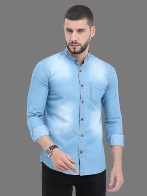 CAZZBA Men Washed Casual Blue Shirt