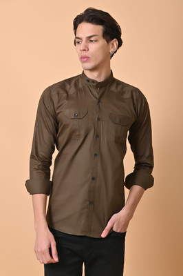 Lee Cross Men Solid Casual Brown Shirt