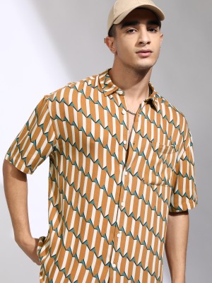 HIGHLANDER Men Printed Casual Yellow Shirt