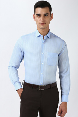 PETER ENGLAND Men Self Design Formal Blue Shirt