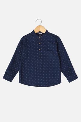 Allen Solly Boys Printed Casual Dark Blue Shirt