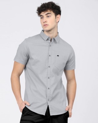 BRUCEWANE Men Solid Formal Grey Shirt