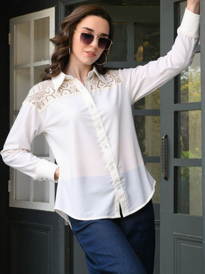 PP Vastram Women Self Design Casual White Shirt