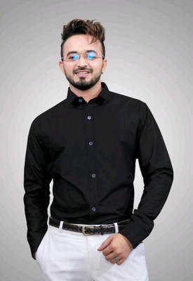 ISUEL FAB Men Solid Formal Black Shirt