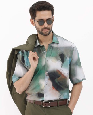 RARE RABBIT Men Printed Casual Green Shirt