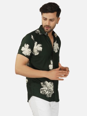 BASE 41 Men Printed Casual Green Shirt