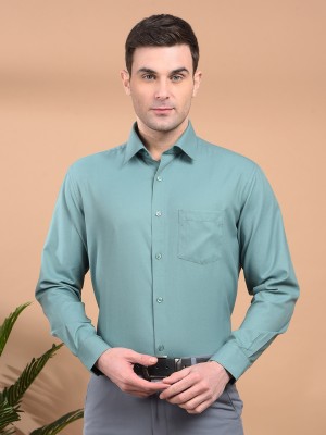 Canary London Men Solid Formal Green Shirt