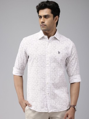 U.S. POLO ASSN. Men Printed Casual White Shirt