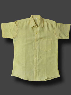 AS ENTERPRISES Men Self Design Casual Yellow Shirt