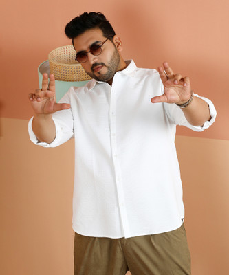 Instafab Plus Men Printed Casual White Shirt