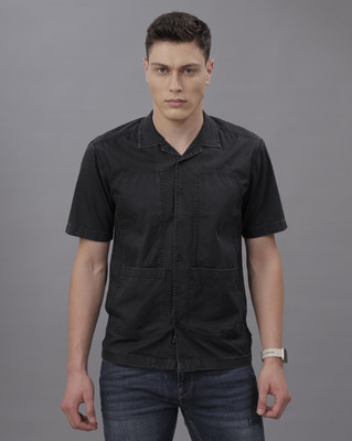 VOI JEANS Men Solid Casual Black Shirt