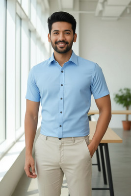RAREMARK Men Solid Formal Light Blue Shirt