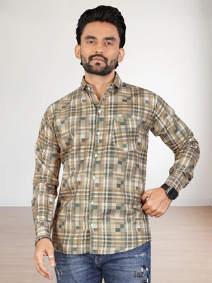 ALVIN ENTERPRISE Men Printed Formal Brown Shirt