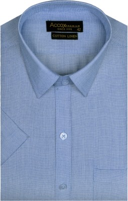 ACCOX Men Solid, Self Design Formal Light Blue Shirt