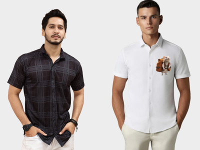DADA IMPEX Men Striped Casual Black Shirt(Pack of 2)