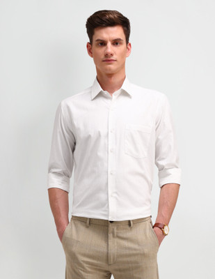 ARROW Men Striped Formal Beige Shirt