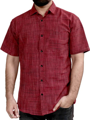 Samiya textile Men Solid Casual Maroon Shirt