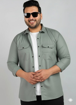 METRONAUT PLUS Men Solid Casual Grey Shirt