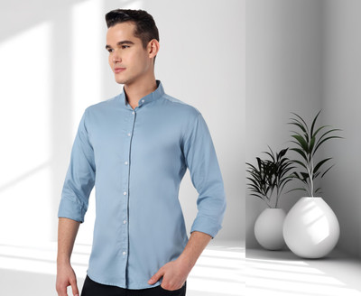 SHIRTZONE Men Solid Casual Light Blue Shirt