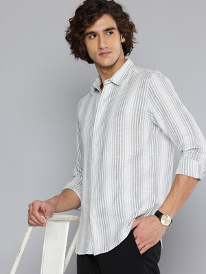 FLYING MACHINE Men Striped Casual Blue Shirt
