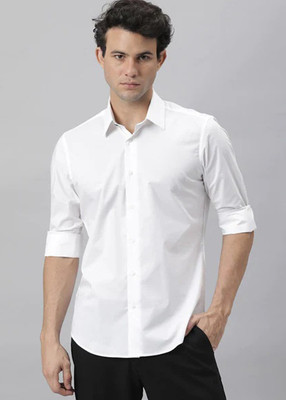 Elanpro Men Solid Casual White Shirt