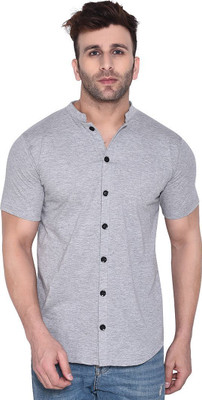 HouseOfCommon Men Self Design Casual Silver Shirt