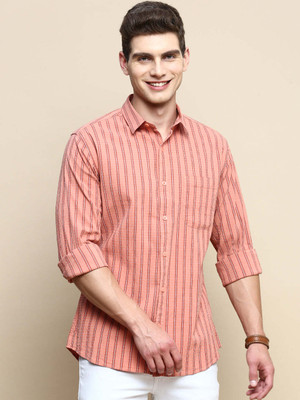 INVICTUS Men Striped Casual Pink Shirt