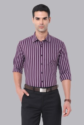 VAN HEUSEN Men Striped Formal Purple, White Shirt