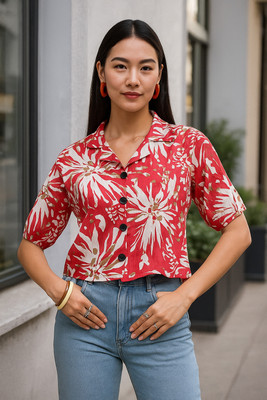 EKASYA Women Printed Casual Pink Shirt