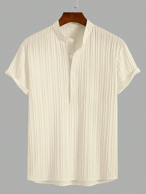 Ogha Men Solid Casual White Shirt