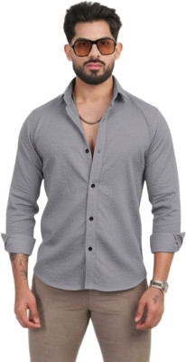 Khushi Creation Men Solid Casual Grey Shirt