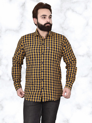 VK WINTER WEAR Men Striped Casual Yellow, Black Shirt