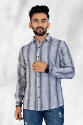 Daika Fashions Men Self Design Casual Grey Shirt