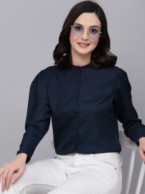 Style Quotient Women Solid Casual Dark Blue Shirt