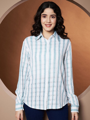 Moda Rapido Women Self Design Casual White Shirt