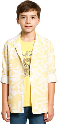 CAVIO Boys Printed Casual Yellow Shirt
