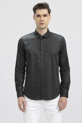 Snitch Men Printed Casual Black, White Shirt