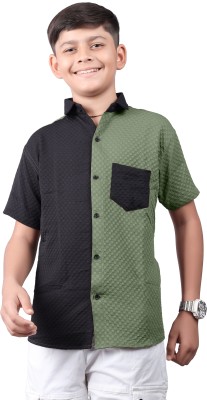 DNBTREND Boys Solid Casual Black, Green Shirt