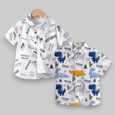 HELIFAB Boys Printed Casual Multicolor Shirt(Pack of 2)