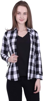 RIDA RIYAZ Women Checkered Casual White Shirt