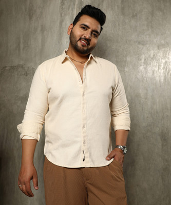 Instafab Plus Men Solid Casual White Shirt