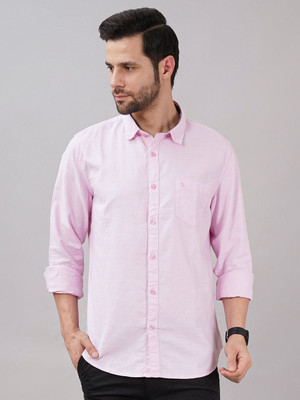 Sand Dunes Men Solid Casual Pink Shirt