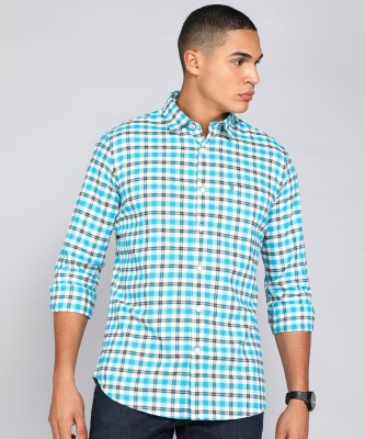 VAN HEUSEN SPORT Men Checkered Casual Blue Shirt