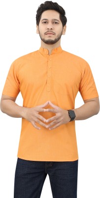 Madguys Fashion Men Solid Straight Kurta(Orange)